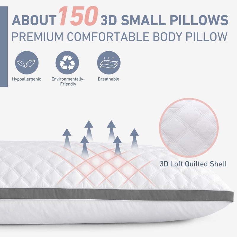 Leeden Body Pillow Insert - Full Body Pillow for Adults - Large Long Bed Pillow for Side Sleeper - Firm Breathable Support - 20 x 54 Inch - White - Image 4